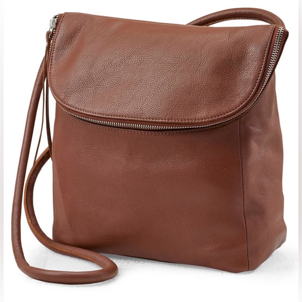 Curved Zip Leather Bag